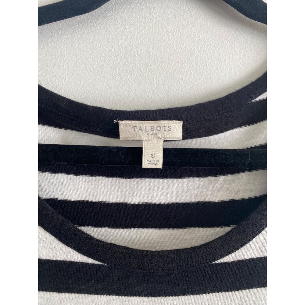 Striped Black & White Talbots Maxi Dress With Drawstring Waist Size S - Picture 3 of 5